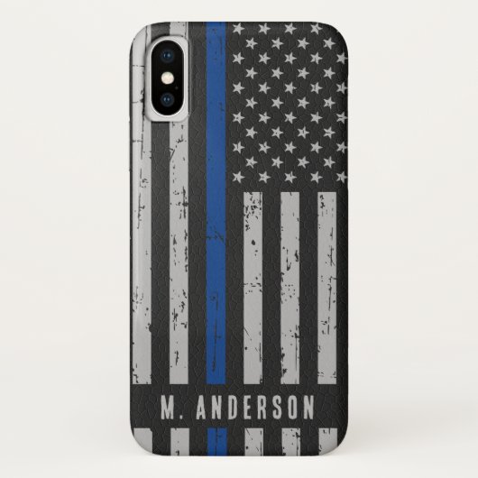 Thin Blue Line - American Flag - politieagent Case-Mate iPhone Case (Achterkant)
