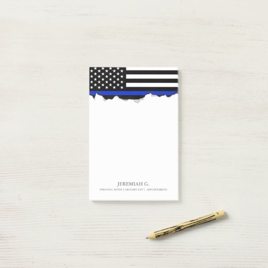Thin Blue Line American Flag Post-it® Notes (Op bureau)