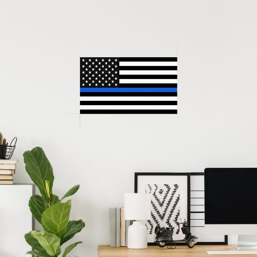 Thin Blue Line American Flag Poster (Thuiskantoor)