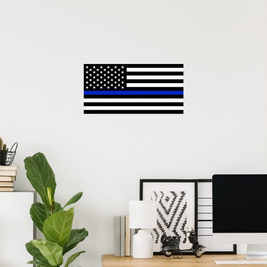 Thin Blue Line American Flag Poster (Thuiskantoor)