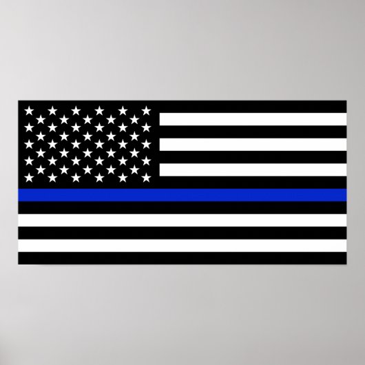 Thin Blue Line American Flag Poster (Voorkant)