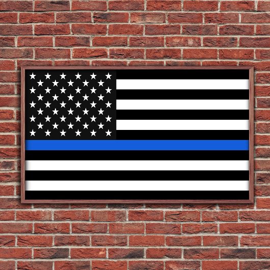 Thin Blue Line American Flag Poster