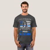 Thin Blue Line American Flag Proud Police Mam T-shirt (Voorkant volledig)