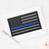 Thin Blue Line American Flag Rechthoekige Sticker (Envelop)