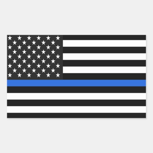 Thin Blue Line American Flag Rechthoekige Sticker (Voorkant)