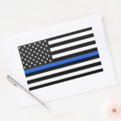 Thin Blue Line American Flag Rechthoekige Sticker (Envelop)