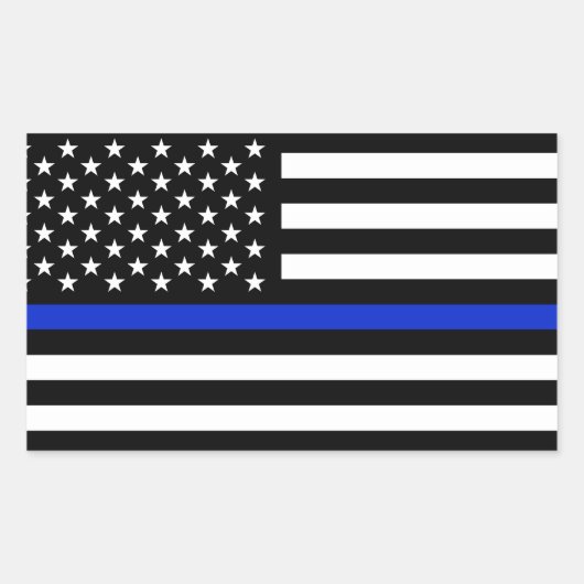 Thin Blue Line American Flag Rechthoekige Sticker (Voorkant)
