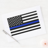 Thin Blue Line American Flag Rechthoekige Sticker (Envelop)