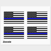 Thin Blue Line American Flag Rechthoekige Sticker (Vel)