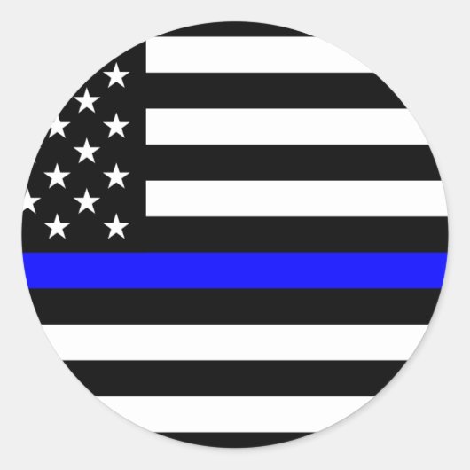 Thin Blue Line American Flag Ronde Sticker (Voorkant)