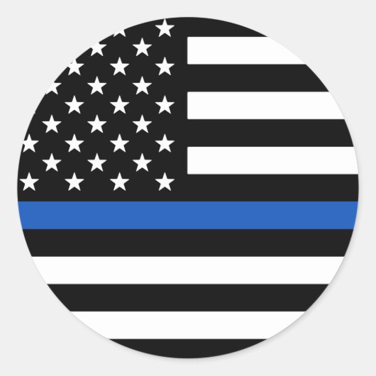 Thin Blue Line American Flag Ronde Sticker (Voorkant)
