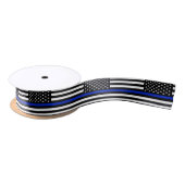 Thin Blue Line American Flag Satijnen Lint (Spoel)