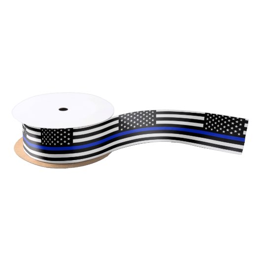 Thin Blue Line American Flag Satijnen Lint (Spoel)