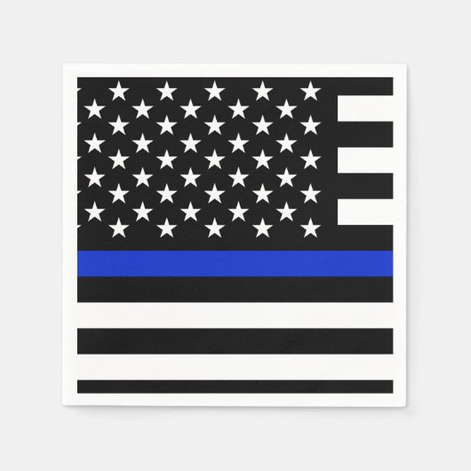 Thin Blue Line American Flag Servetten (Voorkant)