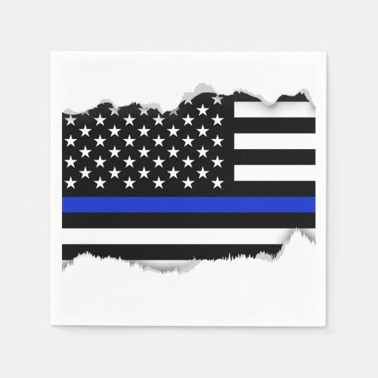 Thin Blue Line American Flag Servetten (Voorkant)