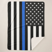 Thin Blue Line American Flag Sherpa Deken (Voorkant)