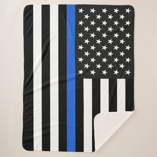 Thin Blue Line American Flag Sherpa Deken (Voorkant)