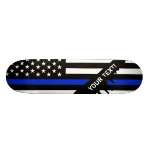 Thin Blue Line American Flag Skateboard