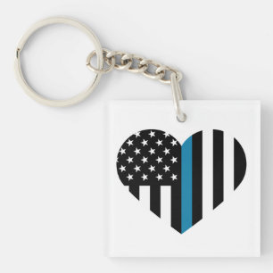 Thin Blue Line American Flag Sleutelhanger