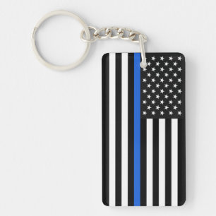 Thin Blue Line American Flag Sleutelhanger