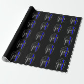 THIN BLUE LINE American Flag Spartan Helmet Wrap Cadeaupapier (Uitgerold)