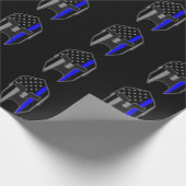 THIN BLUE LINE American Flag Spartan Helmet Wrap Cadeaupapier (Hoek)