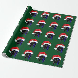 THIN BLUE LINE American Flag Spartan Santa Wrap Cadeaupapier