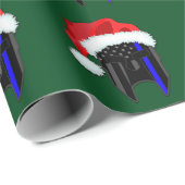 THIN BLUE LINE American Flag Spartan Santa Wrap Cadeaupapier (Rol Hoek)