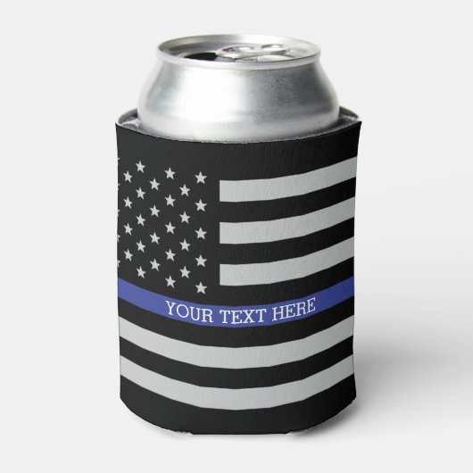Thin Blue Line - American Flag Specialized Custom Blikjeskoeler (Blikje Voorkant)