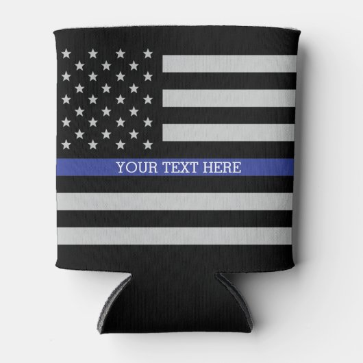 Thin Blue Line - American Flag Specialized Custom Blikjeskoeler (Voorkant)