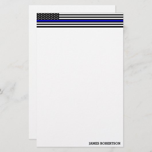 Thin Blue Line - American Flag Specialized Custom Briefpapier (Voorkant / Achterkant)