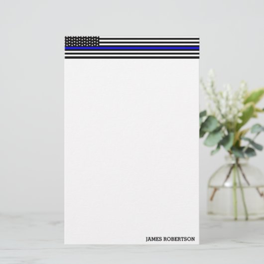 Thin Blue Line - American Flag Specialized Custom Briefpapier (Staand voorkant)