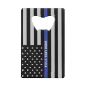 Thin Blue Line - American Flag Specialized Custom Creditkaart Flessenopener (Voorkant)