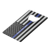 Thin Blue Line - American Flag Specialized Custom Creditkaart Flessenopener (Voorkant Gekanteld)