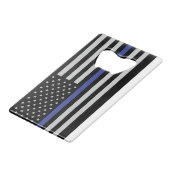 Thin Blue Line - American Flag Specialized Custom Creditkaart Flessenopener (Achterkant Gekanteld)