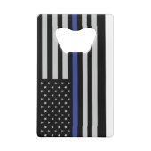 Thin Blue Line - American Flag Specialized Custom Creditkaart Flessenopener (Achterkant)