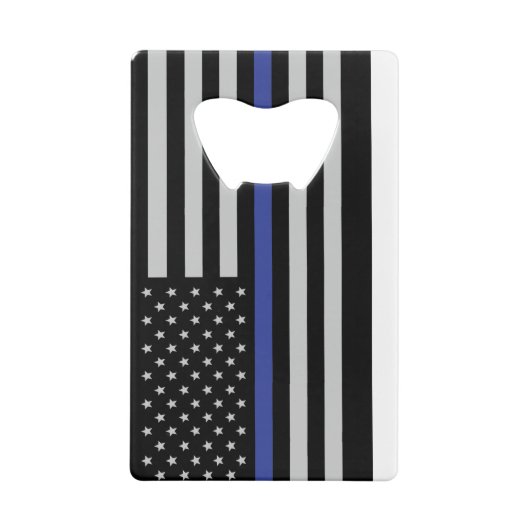 Thin Blue Line - American Flag Specialized Custom Creditkaart Flessenopener (Achterkant)
