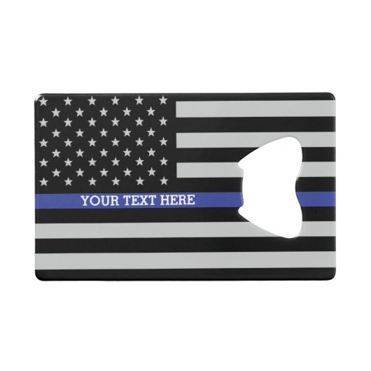 Thin Blue Line - American Flag Specialized Custom Creditkaart Flessenopener (Voorkant (Horizontaal))