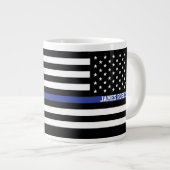 Thin Blue Line - American Flag Specialized Custom Grote Koffiekop (Voorkant rechts)