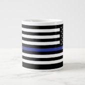 Thin Blue Line - American Flag Specialized Custom Grote Koffiekop (Voorkant)