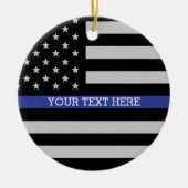 Thin Blue Line - American Flag Specialized Custom Keramisch Ornament (Voorkant)