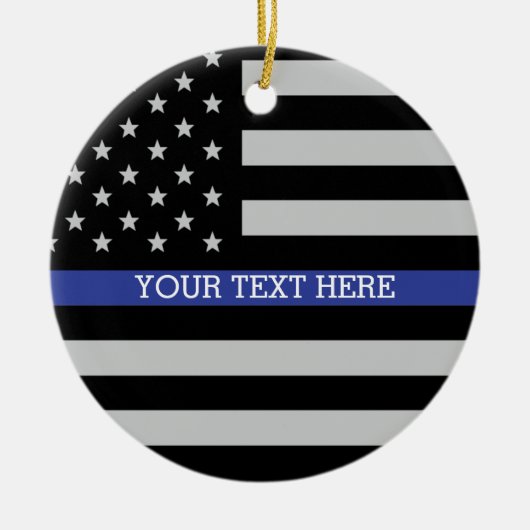 Thin Blue Line - American Flag Specialized Custom Keramisch Ornament (Voorkant)