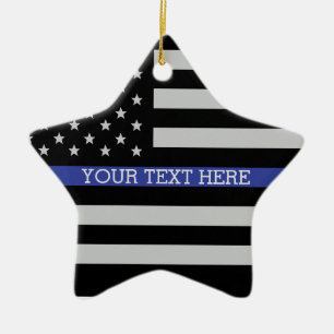 Thin Blue Line - American Flag Specialized Custom Keramisch Ornament