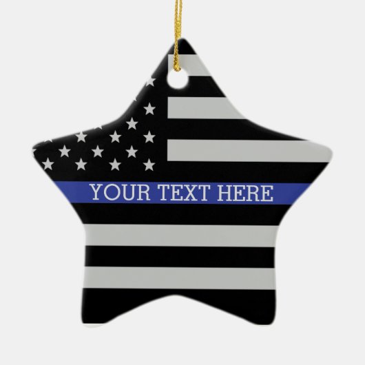 Thin Blue Line - American Flag Specialized Custom Keramisch Ornament (Voorkant)