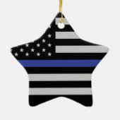 Thin Blue Line - American Flag Specialized Custom Keramisch Ornament (Achterkant)