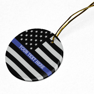 Thin Blue Line - American Flag Specialized Custom Keramisch Ornament