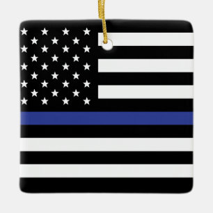 Thin Blue Line - American Flag Specialized Custom Keramisch Ornament
