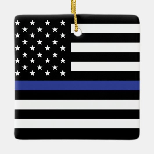 Thin Blue Line - American Flag Specialized Custom Keramisch Ornament (Voorkant)