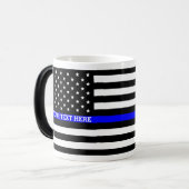 Thin Blue Line - American Flag Specialized Custom Magische Mok (Voorkant links)