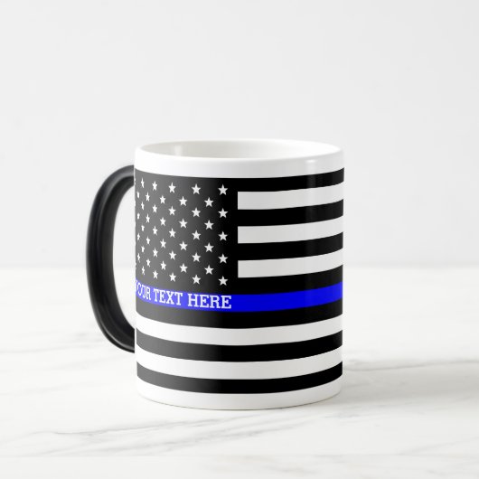 Thin Blue Line - American Flag Specialized Custom Magische Mok (Voorkant links)